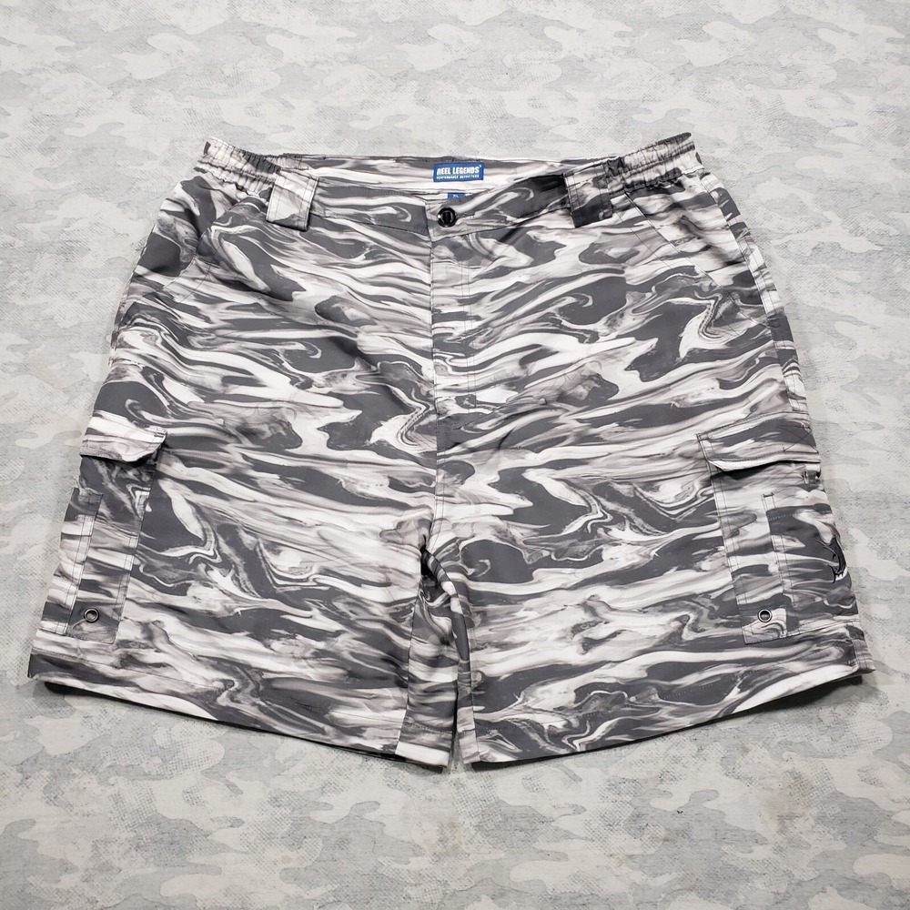 Reel Legends Shorts Mens XL Gray Cargo Fishing Outdoors Stretch